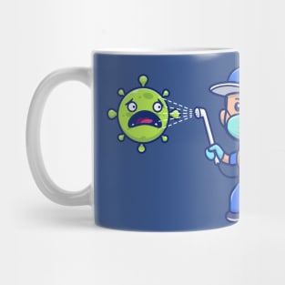 People spray virus cartoon Mug